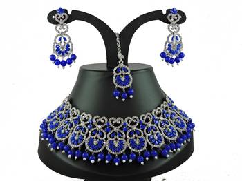 Blue designer function wear ad necklace set 1