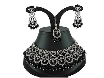 Black designer function wear ad necklace set 1