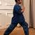 Boy's navy blue traditional yoga kurta with cargo pants - short sleeve cotton ethnic set