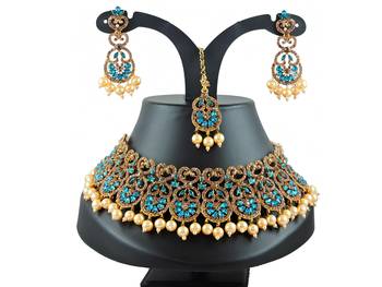 Turquoise designer function wear ad necklace set 1