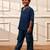 Boy's navy blue traditional yoga kurta with cargo pants - short sleeve cotton ethnic set