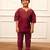 Boy's maroon traditional yoga kurta with cargo pants - short sleeve cotton ethnic set