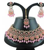 Pink designer function wear ad necklace set