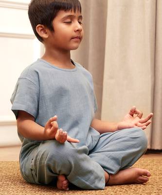  aqua traditional yoga kurta with trouser - short sleeve cotton ethnic set with patch pocket 1