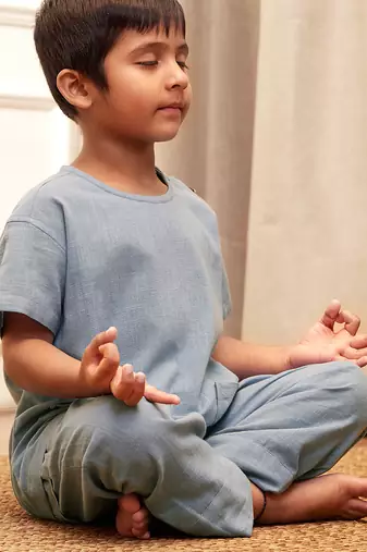  aqua traditional yoga kurta with trouser - short sleeve cotton ethnic set with patch pocket