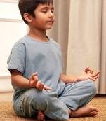  aqua traditional yoga kurta with trouser - short sleeve cotton ethnic set with patch pocket