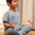 Boy's aqua traditional yoga kurta with trouser - short sleeve cotton ethnic set with patch pocket
