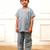 Boy's aqua traditional yoga kurta with trouser - short sleeve cotton ethnic set with patch pocket