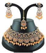 Orange designer function wear ad necklace set