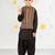 Boy's black cotton nehru jacket kurta set - floral print summer ethnic wear (size 31-35)