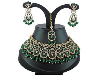 Green designer function wear ad necklace set 1