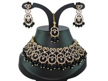 Black designer function wear ad necklace set 1