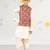 Boy's cotton kurta set with floral nehru jacket - red (size 22-30)