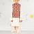 Boy's cotton kurta set with floral nehru jacket - red (size 22-30)