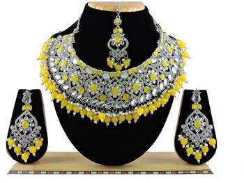 Yellow designer function wear ad necklace set 1