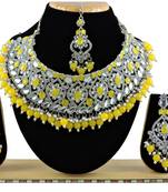 Yellow designer function wear ad necklace set