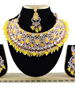 Yellow designer function wear ad necklace set