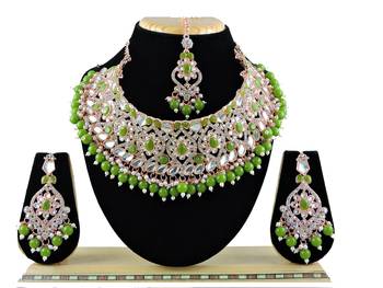 Green designer function wear ad necklace set 1
