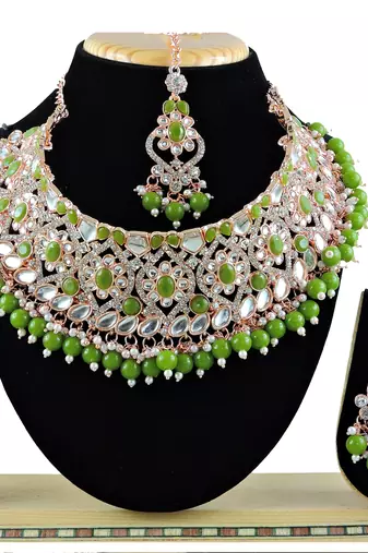 Green designer function wear ad necklace set