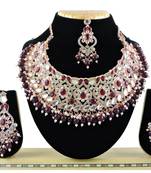 Maroon designer function wear ad necklace set