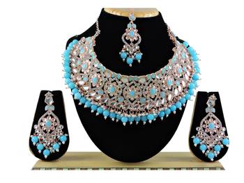 Turquoise designer function wear ad necklace set 1