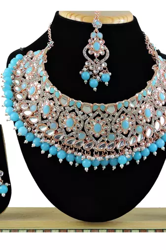 Turquoise designer function wear ad necklace set