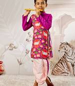  purple muslin kurta dhoti set - krishna janmashtami outfit traditional festive ethnic wear (size 22-30)