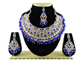 Blue designer function wear ad necklace set 1
