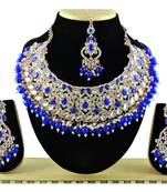 Blue designer function wear ad necklace set