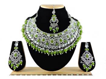 Green designer function wear ad necklace set 1