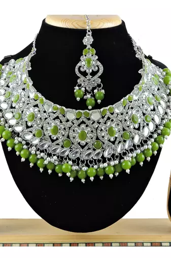 Green designer function wear ad necklace set