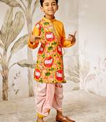  mustard muslin kurta dhoti set - traditional krishna festival dress janmashtami ethnic wear (size 22-30)