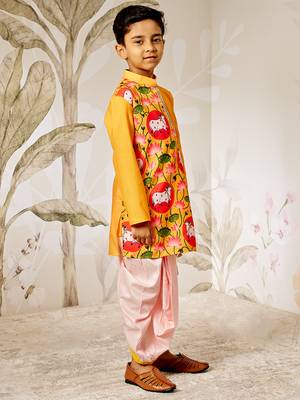  mustard muslin kurta dhoti set - traditional krishna festival dress janmashtami ethnic wear (size 22-30) 4