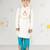 Boy's white silk kurta dhoti set - traditional festive wear with thread embroidery (ages 2-8)