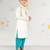 Boy's white silk kurta dhoti set - traditional festive wear with thread embroidery (ages 2-8)