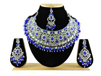 Blue designer function wear ad necklace set 1