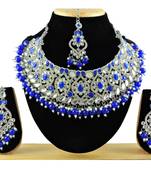 Blue designer function wear ad necklace set