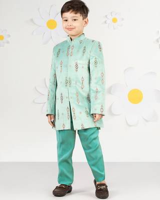  mint green velvet boy indowestern set 1