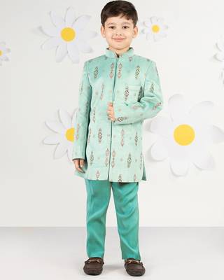  mint green velvet boy indowestern set 2
