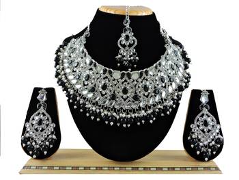 Black designer function wear ad necklace set 1