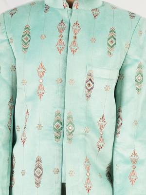  mint green velvet boy indowestern set 3