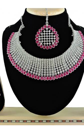 Red designer function wear ad necklace set