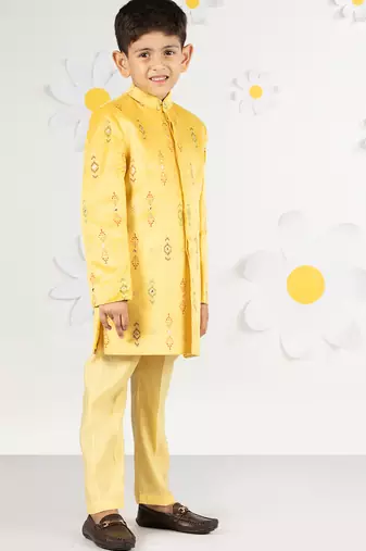  mustard velvet indowestern set