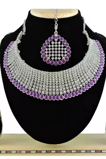 Purple designer function wear ad necklace set
