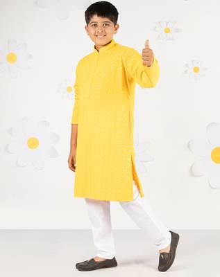  yellow sequin chikankari kurta pyjama set - diwali 2025 wedding festive ethnic wear size 20-36 1