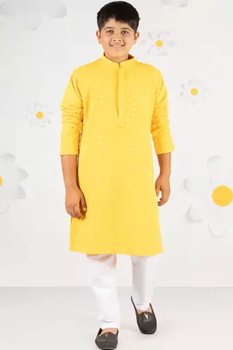  yellow sequin chikankari kurta pyjama set - diwali 2025 wedding festive ethnic wear size 20-36