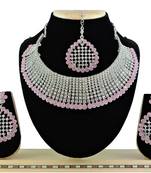 Pink designer function wear ad necklace set
