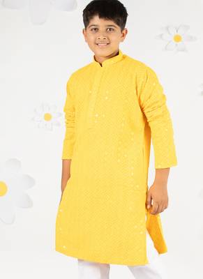  yellow sequin chikankari kurta pyjama set - diwali 2025 wedding festive ethnic wear size 20-36 4