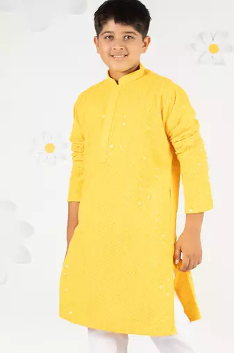  yellow sequin chikankari kurta pyjama set - diwali 2025 wedding festive ethnic wear size 20-36