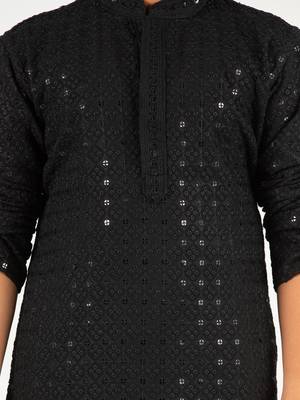  black sequin chikankari kurta pyjama set - diwali 2025 wedding premium festive ethnic wear size 20-36 3